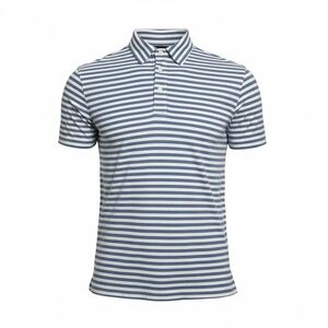 Faherty Men's Cloud Cotton Blue Stripe Short Sleeve Polo Shirt Size Small